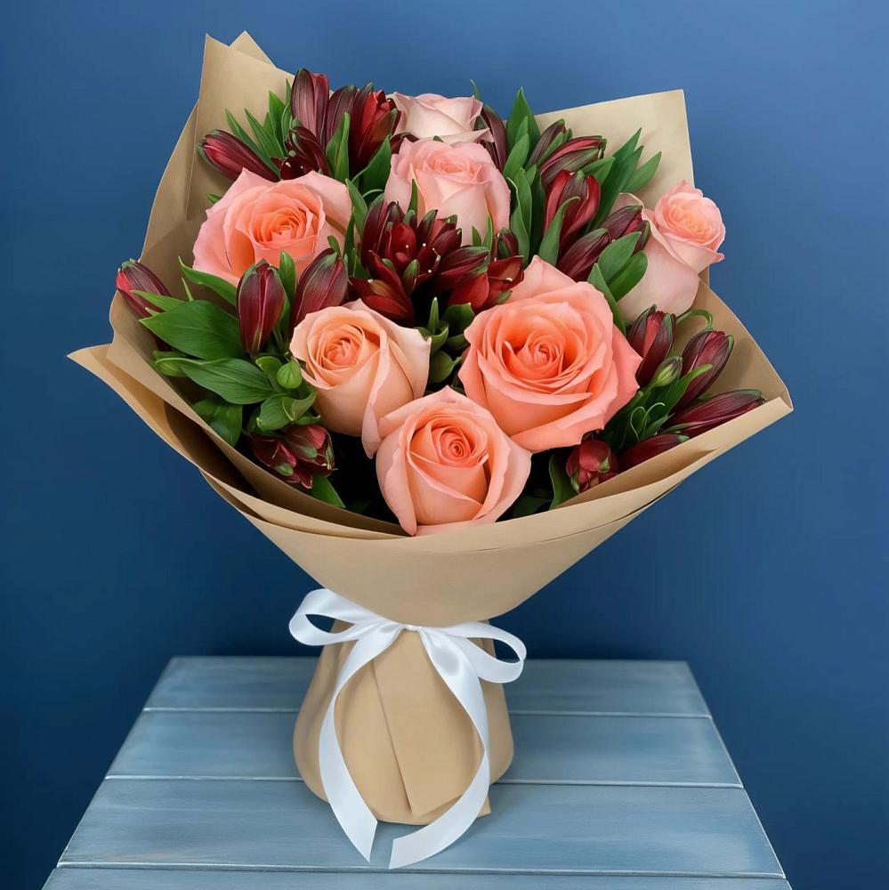 Букет цветов из: Розы и Альстромерии в Тоншаево