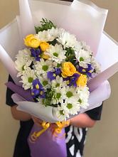Букет цветов из:  Ирисы, Хризантемы и Розы #REPLACE_PRED# Тоншаево